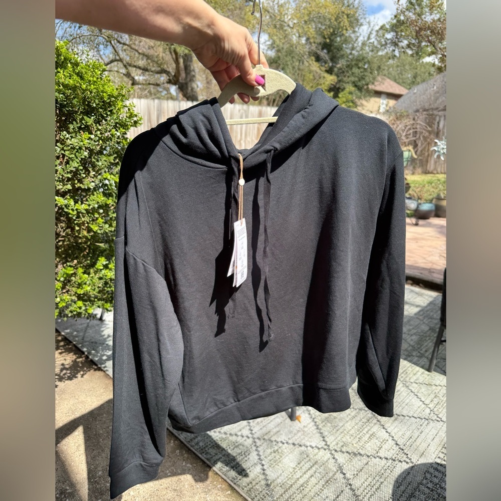 New QUINCE SuperSoft Fleece Pullover Hoodie Black - Picture 13 of 13